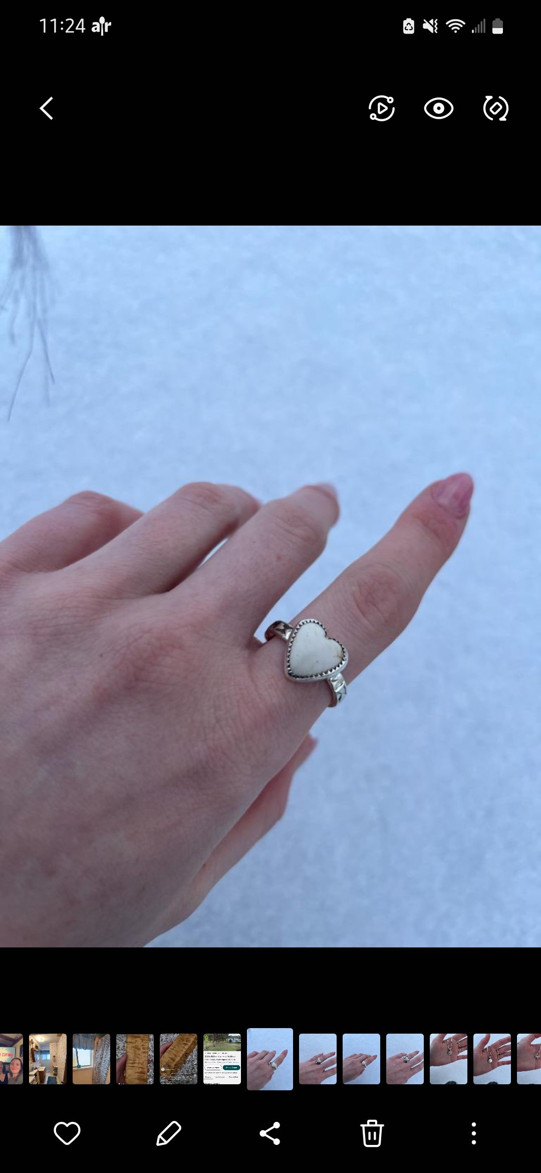 Matte White Horse Hand Stamped Ring - Size 8.25